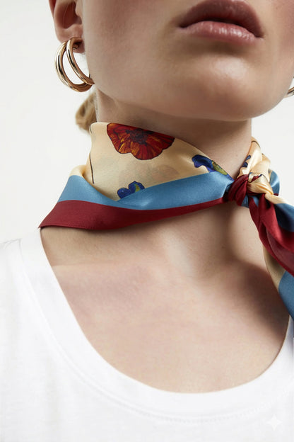 Premium silk scarf "Falling in love" 44х44
