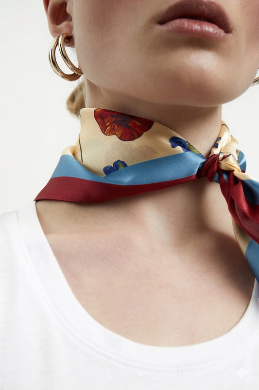 Premium silk scarf "Falling in love" 44х44