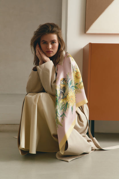 Silk Scarf "Circle of the Sun" 88x88 (Double-sided print)