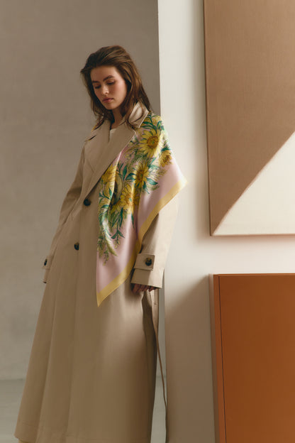 Silk Scarf "Circle of the Sun" 88x88 (Double-sided print)