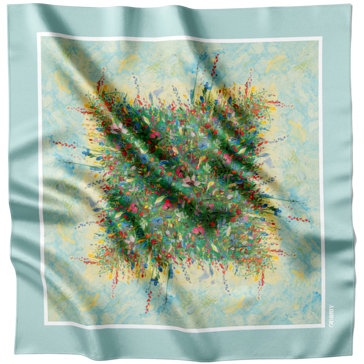 Silk pocket square "Summer Field" 44х44 (Double-sided print)