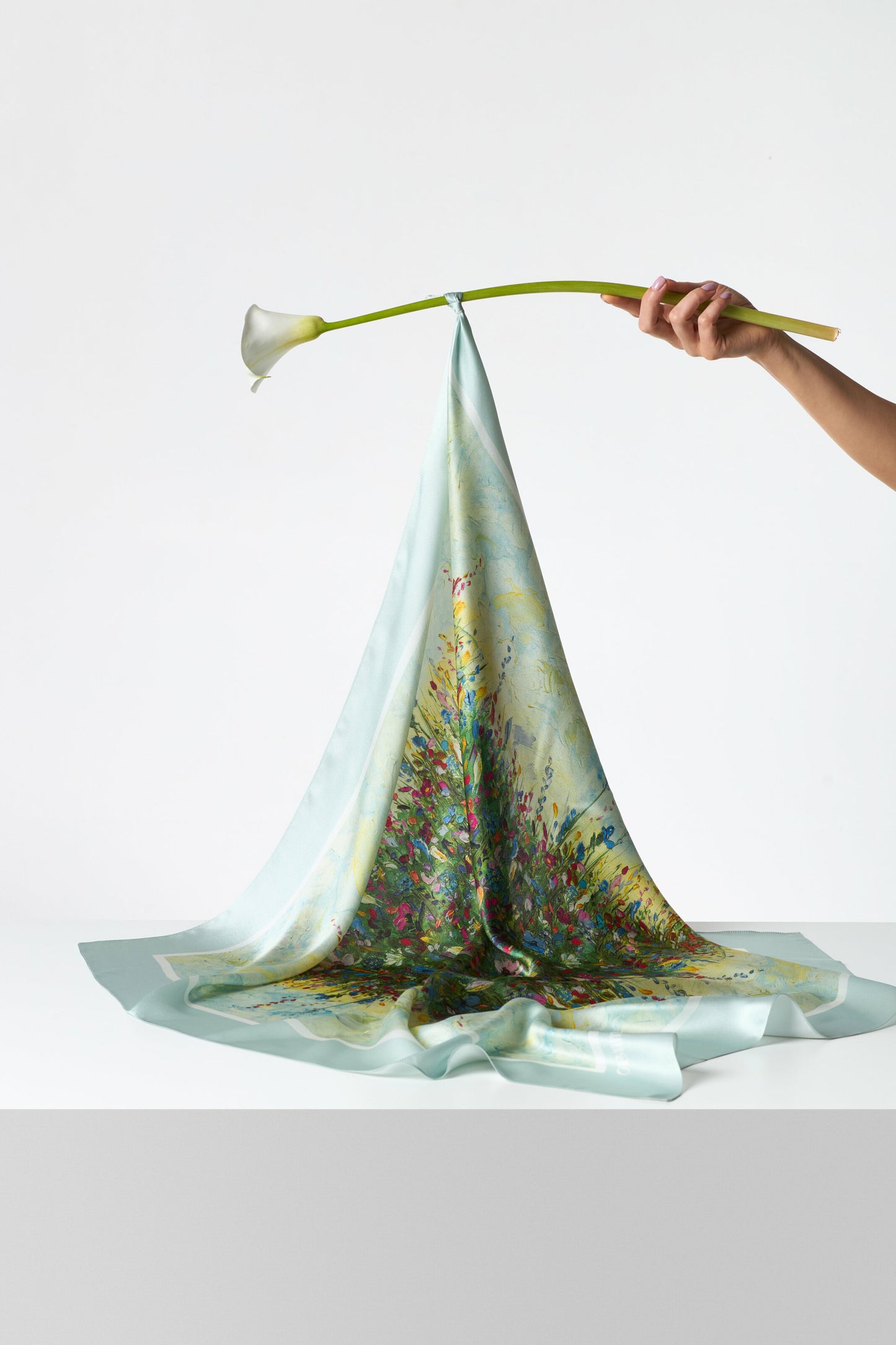 Silk Scarf "Summer Field" 65x65 (Double-sided print)
