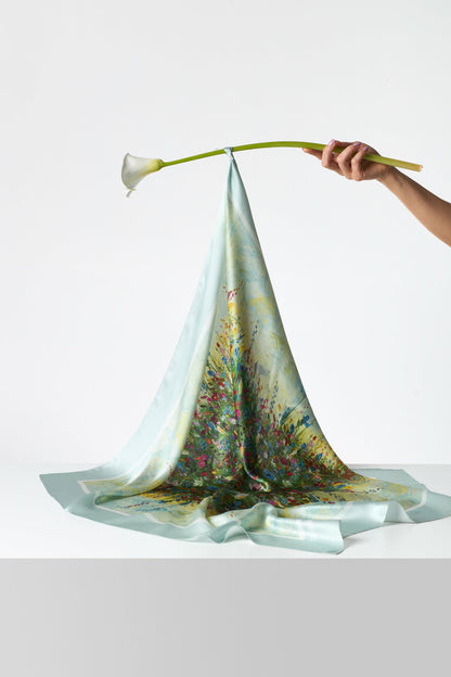 Silk Scarf "Summer Field" 65x65 (Double-sided print)