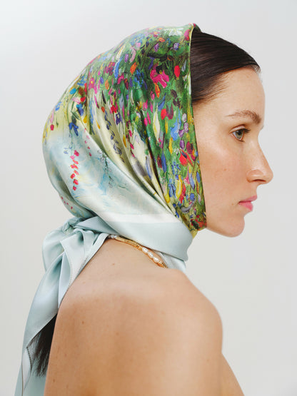 Silk Scarf "Summer Field" 65x65 (Double-sided print)