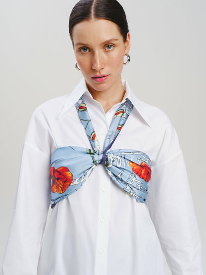 Silk pocket square "Poppy Blossom" 44х44 (Double-sided print)