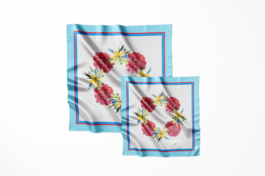 Premium silk scarf "Summer wreath" 65x65