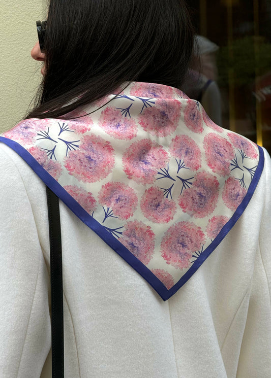 Premium silk scarf “Whirlpool of feeling” 65х65