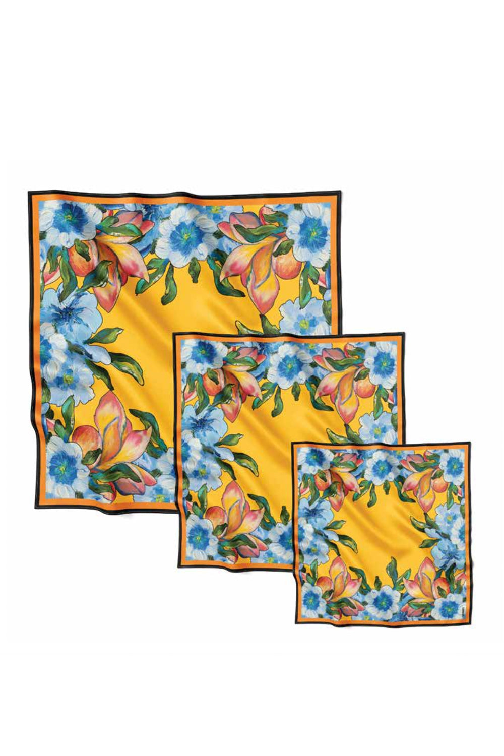 Silk pocket square "Kiss of the Sun" 44х44 (Double-sided print)