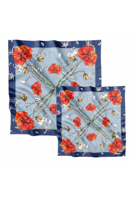 Silk Scarf "Poppy Blossom" 65x65 (Double-sided print)
