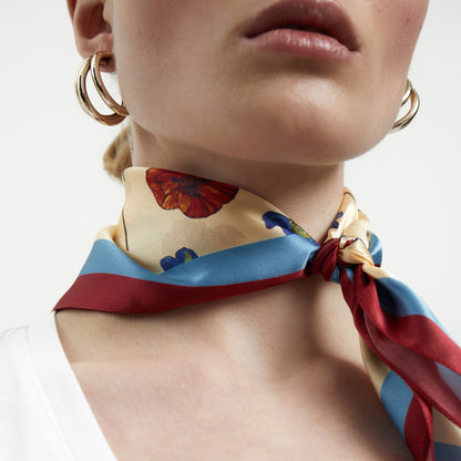 Premium silk scarf "Falling in love" 88x88